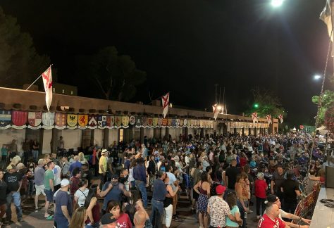large group of people in front of governor's palace in santa fe
