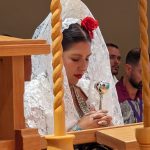 Woman in lace veil