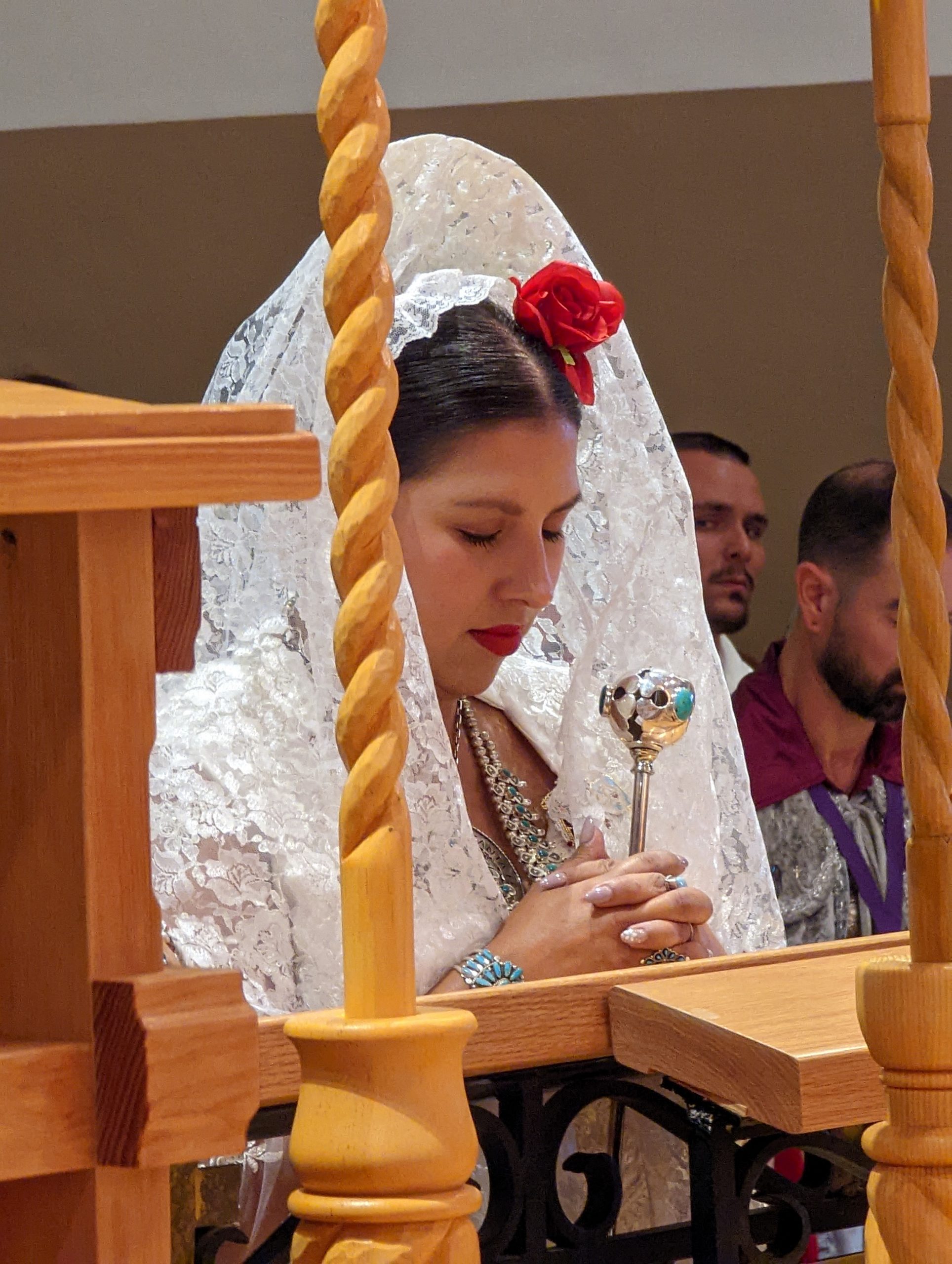 Woman in lace veil