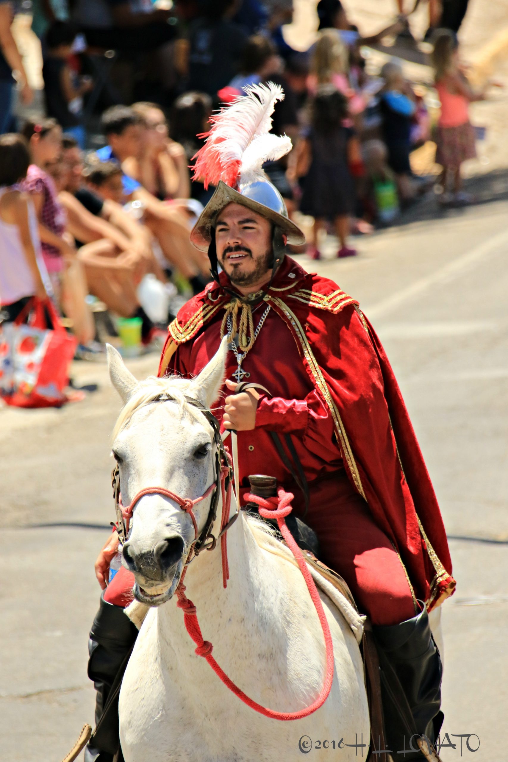 Man on horse dressed as a conquistador